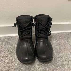 Sperry black duck boots size 7